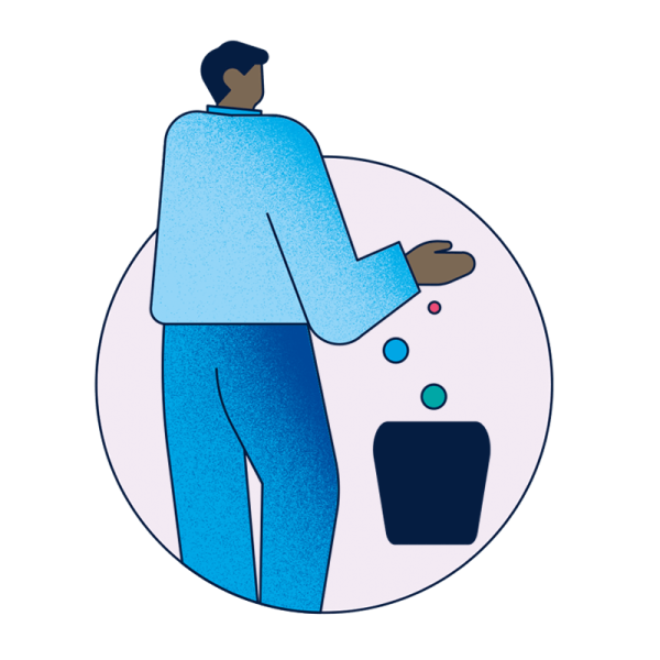 Illustration of person throwing something in the bin